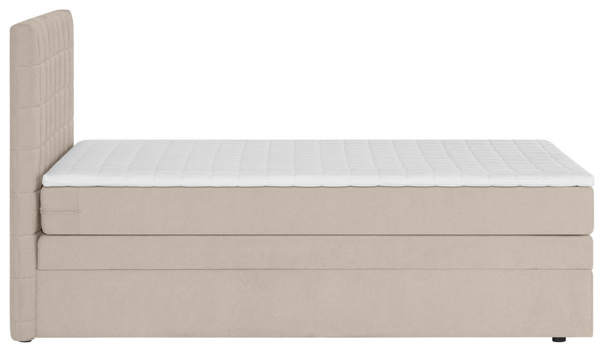 BOXSPRINGBETT 90/200 cm,  in Beige  - Beige/Schwarz, Design, Kunststoff/Textil (90/200cm) - Welnova