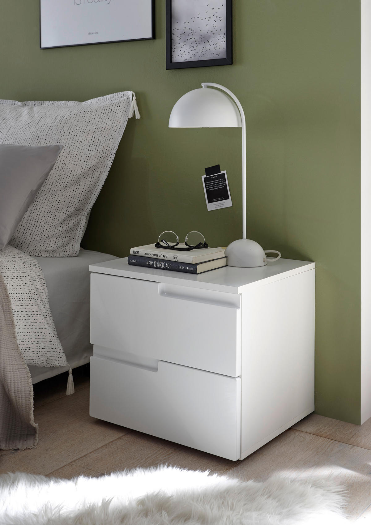 NACHTSCHRANK  - Weiß Hochglanz/Schwarz, MODERN, Holzwerkstoff/Kunststoff (46,2/41,7/40cm)