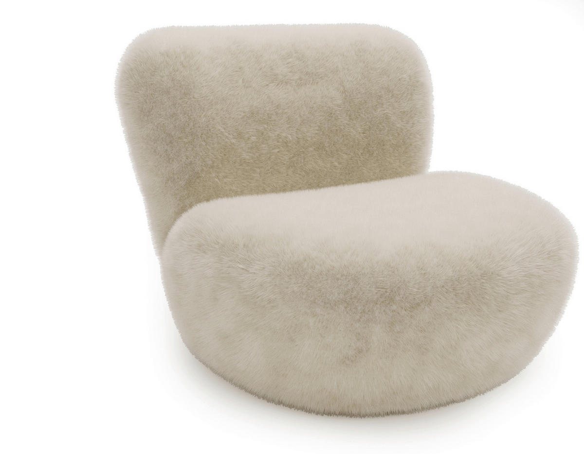 SESSEL Teddystoff Creme  - Creme/Schwarz, Design, Holz/Textil (76/70/70cm) - Livetastic