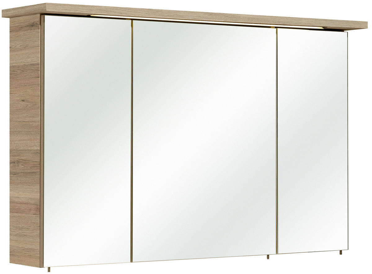 SPIEGELSCHRANK 115/72/20 cm  - Chromfarben/Eichefarben, Modern, Glas/Holzwerkstoff (115/72/20cm) - Xora