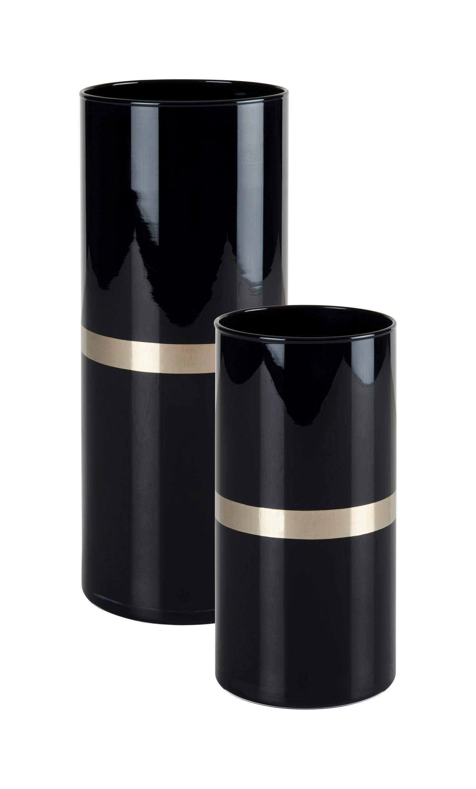 VASE 21,5 cm  - Silberfarben/Schwarz, Basics, Glas (11/21,5cm) - Ambia Home