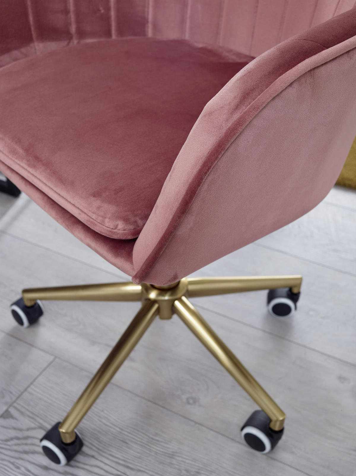 DREHSTUHL Samt Rosa  - Goldfarben/Rosa, KONVENTIONELL, Kunststoff/Textil (54/105/52cm) - MID.YOU