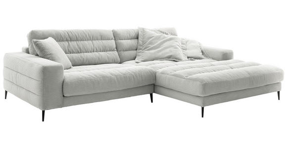 ECKSOFA in Cord Hellgrau  - Hellgrau/Schwarz, Design, Textil/Metall (296/207cm) - Dieter Knoll