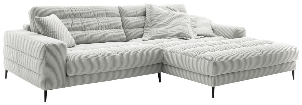 ECKSOFA Badia Hellgrau Cord  - Hellgrau/Schwarz, Design, Textil/Metall (296/207cm) - Dieter Knoll