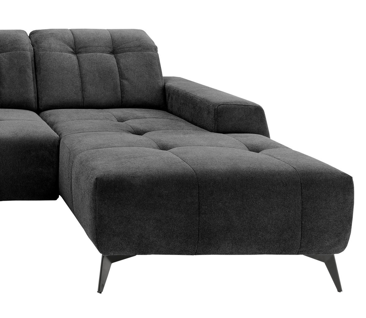WOHNLANDSCHAFT SANO Anthrazit Chenille  - Anthrazit/Schwarz, MODERN, Textil/Metall (200/337/180cm) - Livetastic