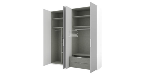 DREHTÜRENSCHRANK 200/223/62 cm 4-türig Grau, Weiß - Alufarben/Weiß, KONVENTIONELL, Glas/Holzwerkstoff (200/223/62cm) - Novel