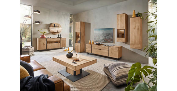 LOWBOARD  211/52/44 cm 1 Schublade(n) stehend, hängend  - Eichefarben/Anthrazit, Natur, Holz/Metall (211/52/44cm) - Valnatura