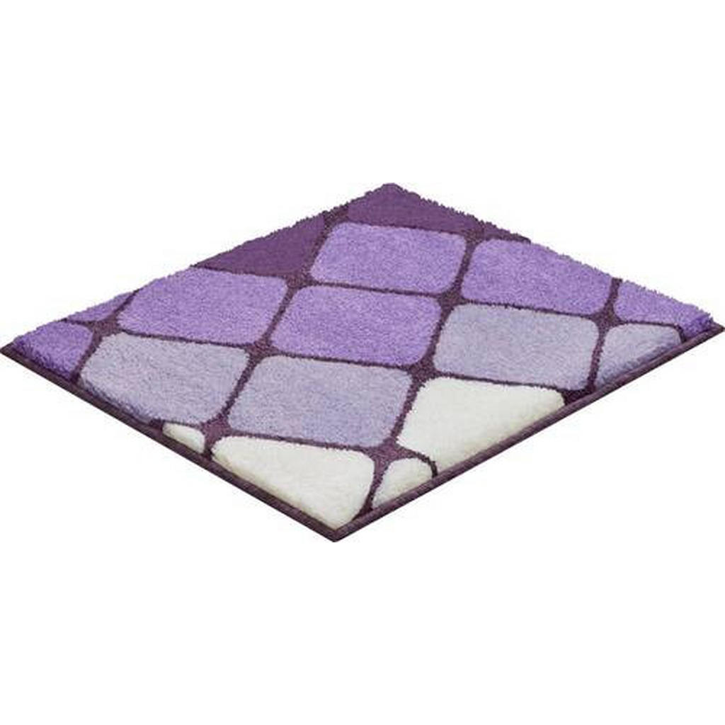Thumbnail - Grund Bidet-Vorleger Shanga, Lila, Creme, Textil, Karo, rechteckig, 50x60 cm, Oeko-Tex® Standard 100, Made in Europe, ru...