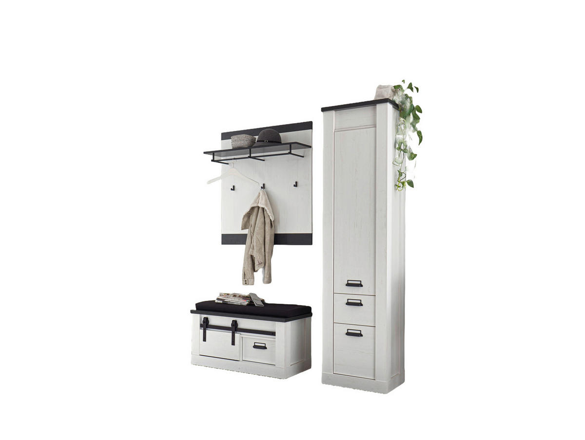 GARDEROBE 4-teilig  in 164/201/43 cm  - Anthrazit/Weiß, Design, Holzwerkstoff/Textil (164/201/43cm) - Modante