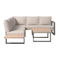 LOUNGEGARNITUR 3-teilig  216/238 cm  Akazie Schichtholz, vollmassiv Aluminium  - Beige/Akaziefarben, MODERN, Holz/Metall (216/238cm) - Ambia Garden