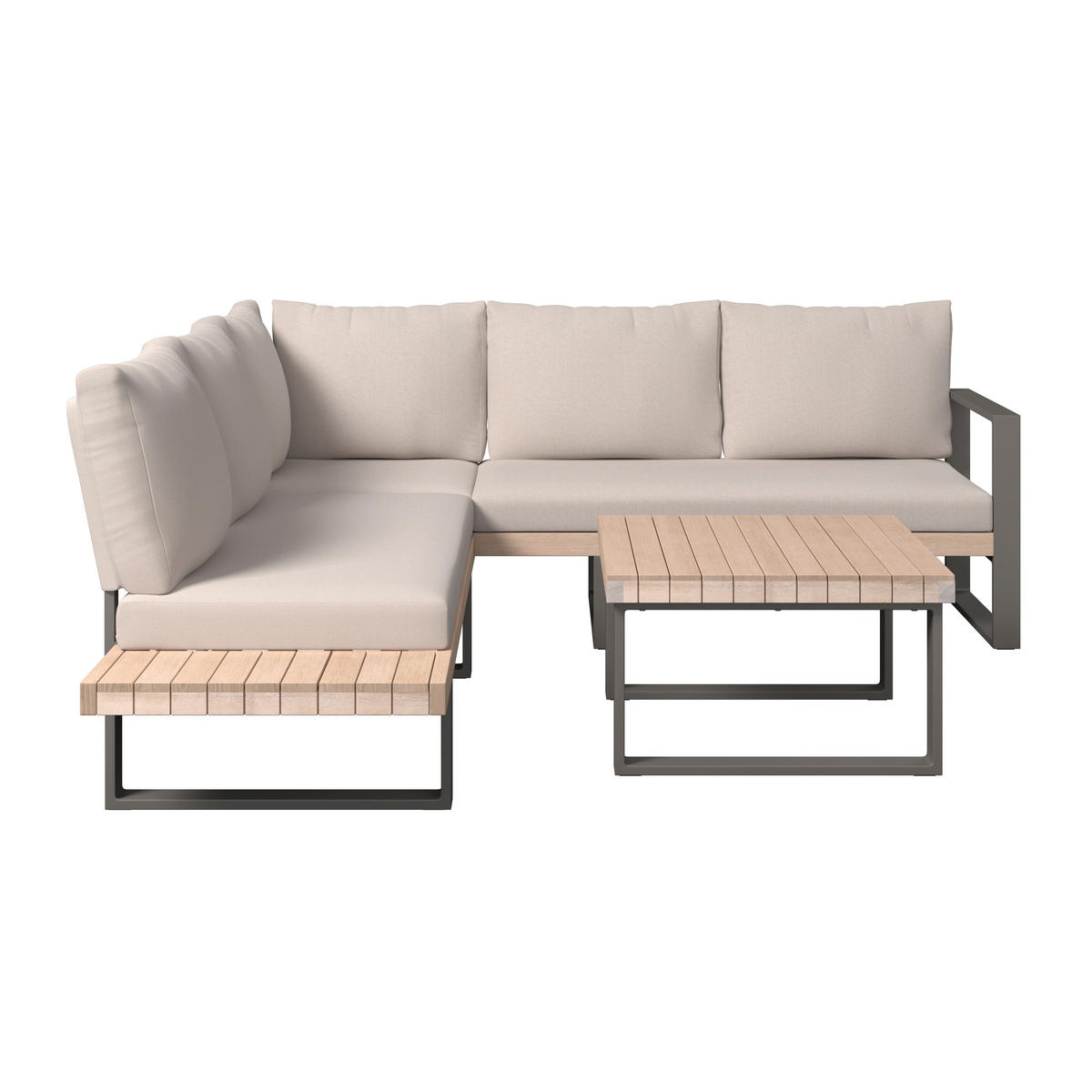 LOUNGEGARNITUR 216/238 cm Akazie Schichtholz, vollmassiv Aluminium  - Beige/Akaziefarben, MODERN, Holz/Metall (216/238cm) - Ambia Garden