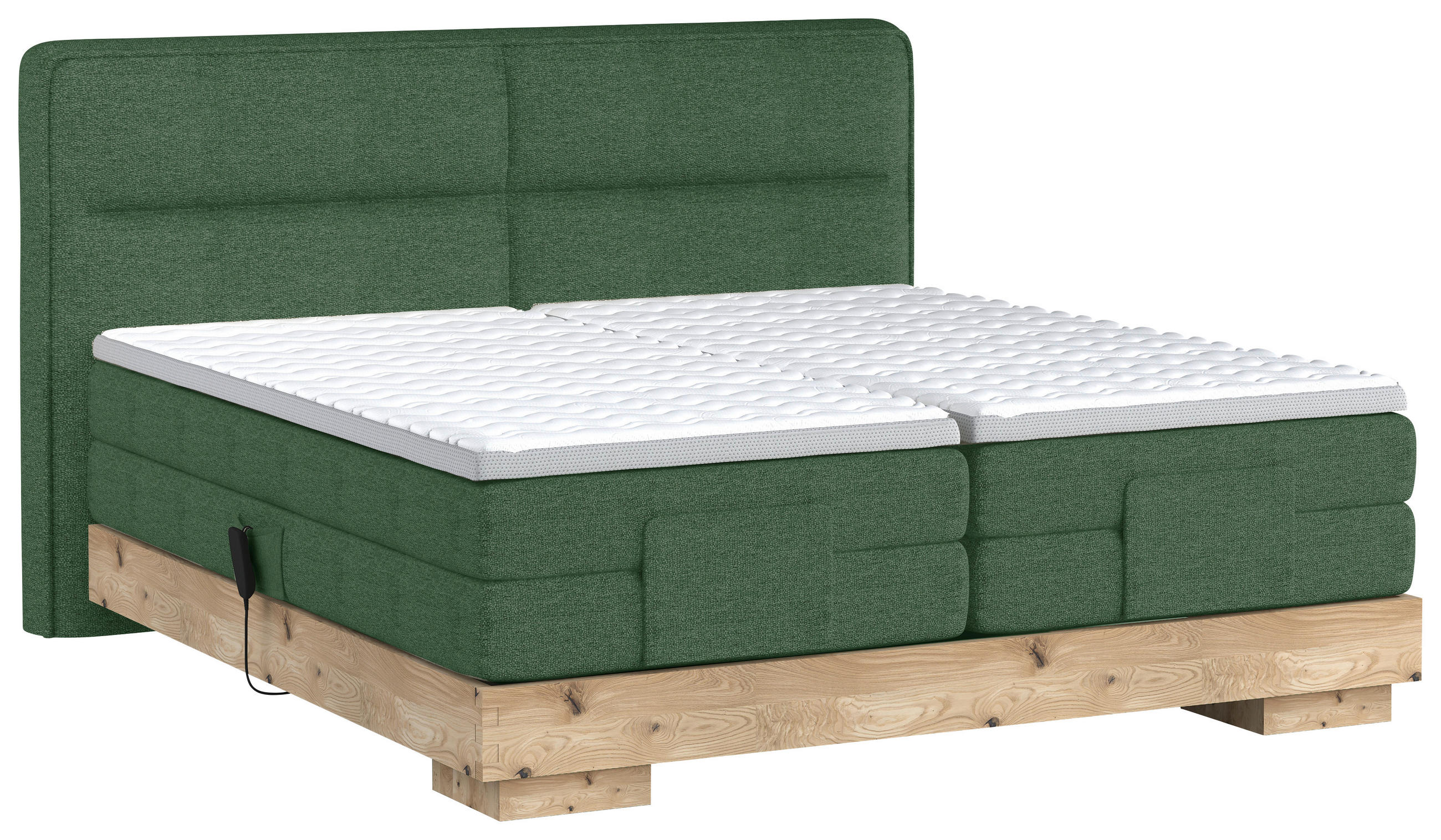 BOXSPRINGBETT 180/200 cm  in Grün, Eichefarben  - Eichefarben/Grün, Natur, Holz/Textil (180/200cm) - Valnatura