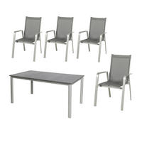 GARTENSET beschichtet Aluminium  - Platinfarben/Dunkelgrau, Basics, Textil/Metall (160/90/72cm) - Acamp