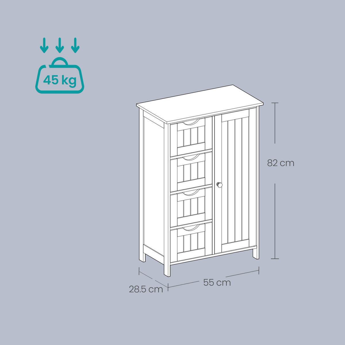 MIDISCHRANK 55/82/28.5 cm  - Grau, Trend, Holzwerkstoff (55/82/28.5cm) - MID.YOU