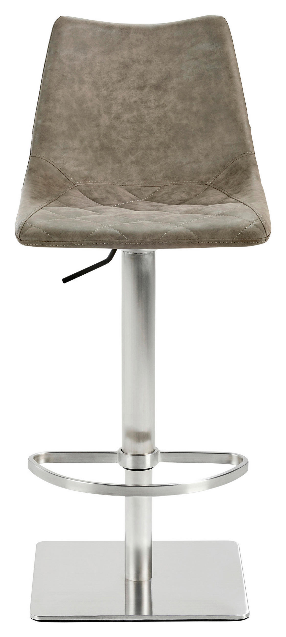 BARHOCKER Lederlook Schlammfarben Edelstahl Buche Schichtholz Sitzfläche 360° drehbar, abwischbar  - Edelstahlfarben/Schlammfarben, KONVENTIONELL, Holz/Textil (43/85-110/50cm) - Livetastic