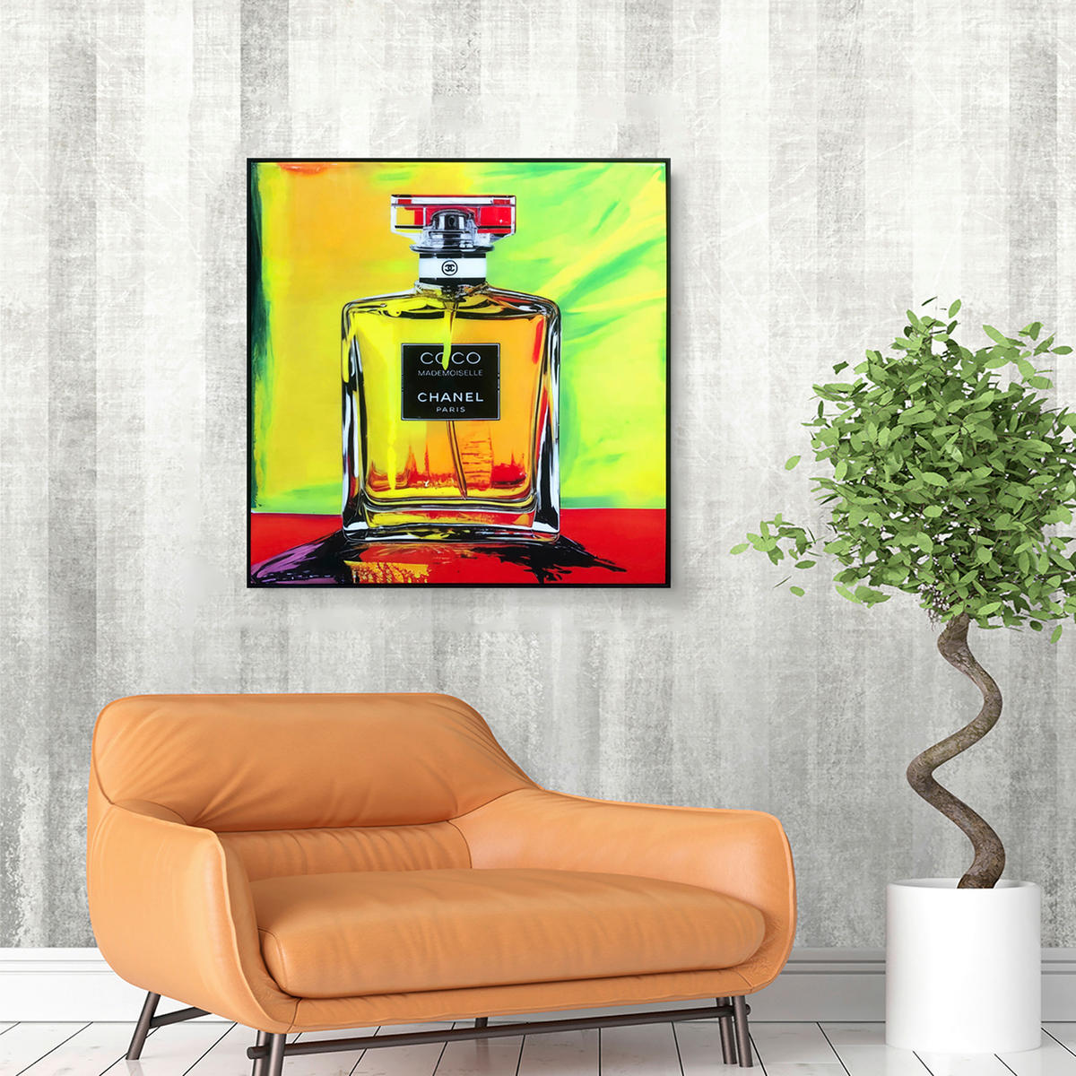 ÖLGEMÄLDE Sonstiges 80/80 cm  - Gelb/Schwarz, Trend, Holz/Kunststoff (80/80cm) - Monee