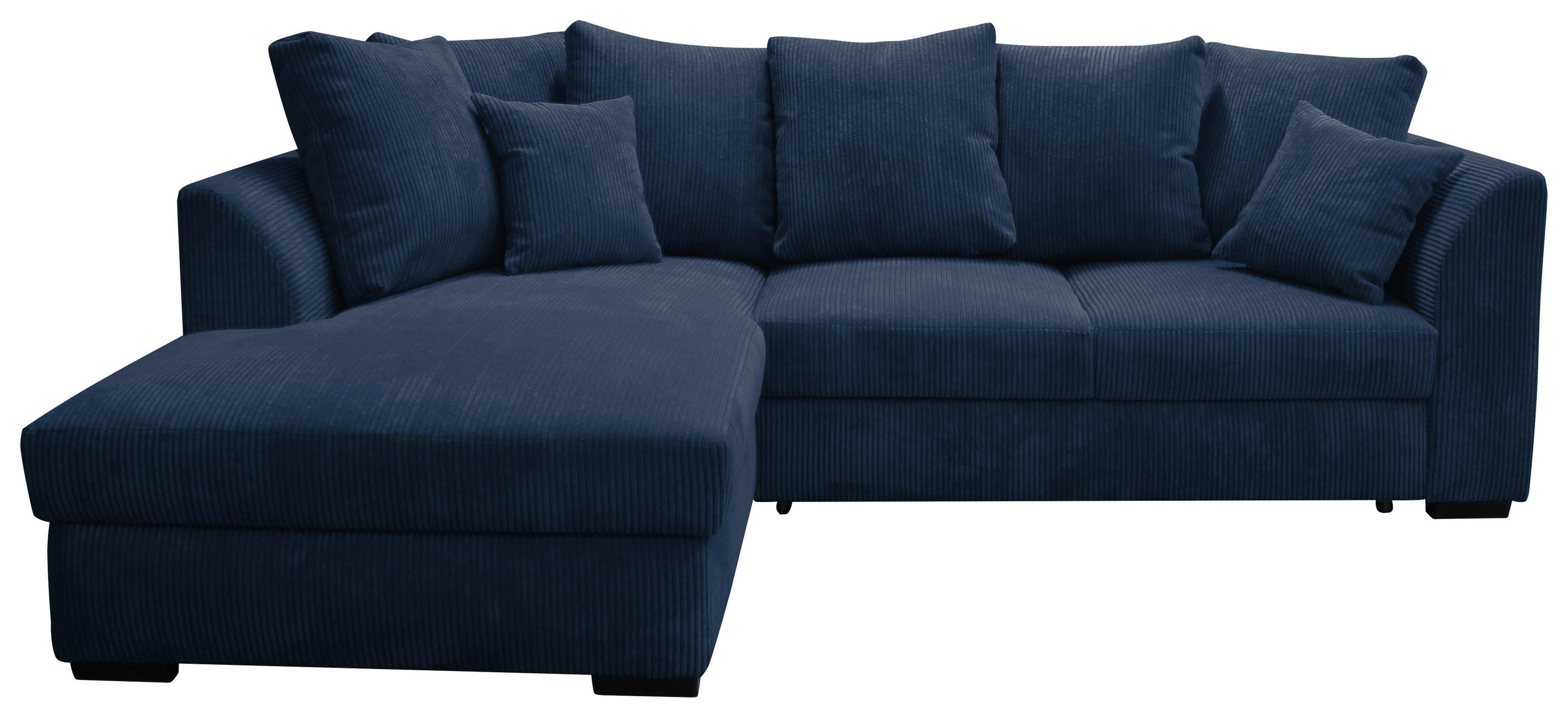 ECKSOFA inkl.Funktionen Dunkelblau Cord  - Schwarz/Dunkelblau, Design, Kunststoff/Textil (174/259cm) - Cantus