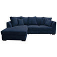 ECKSOFA in Cord Dunkelblau  174/259 cm  - Schwarz/Dunkelblau, Design, Kunststoff/Textil (174/259cm) - Cantus