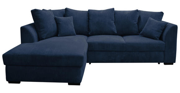 ECKSOFA in Cord Dunkelblau 174/259 cm - Schwarz/Dunkelblau, Design, Kunststoff/Textil (174/259cm) - Cantus