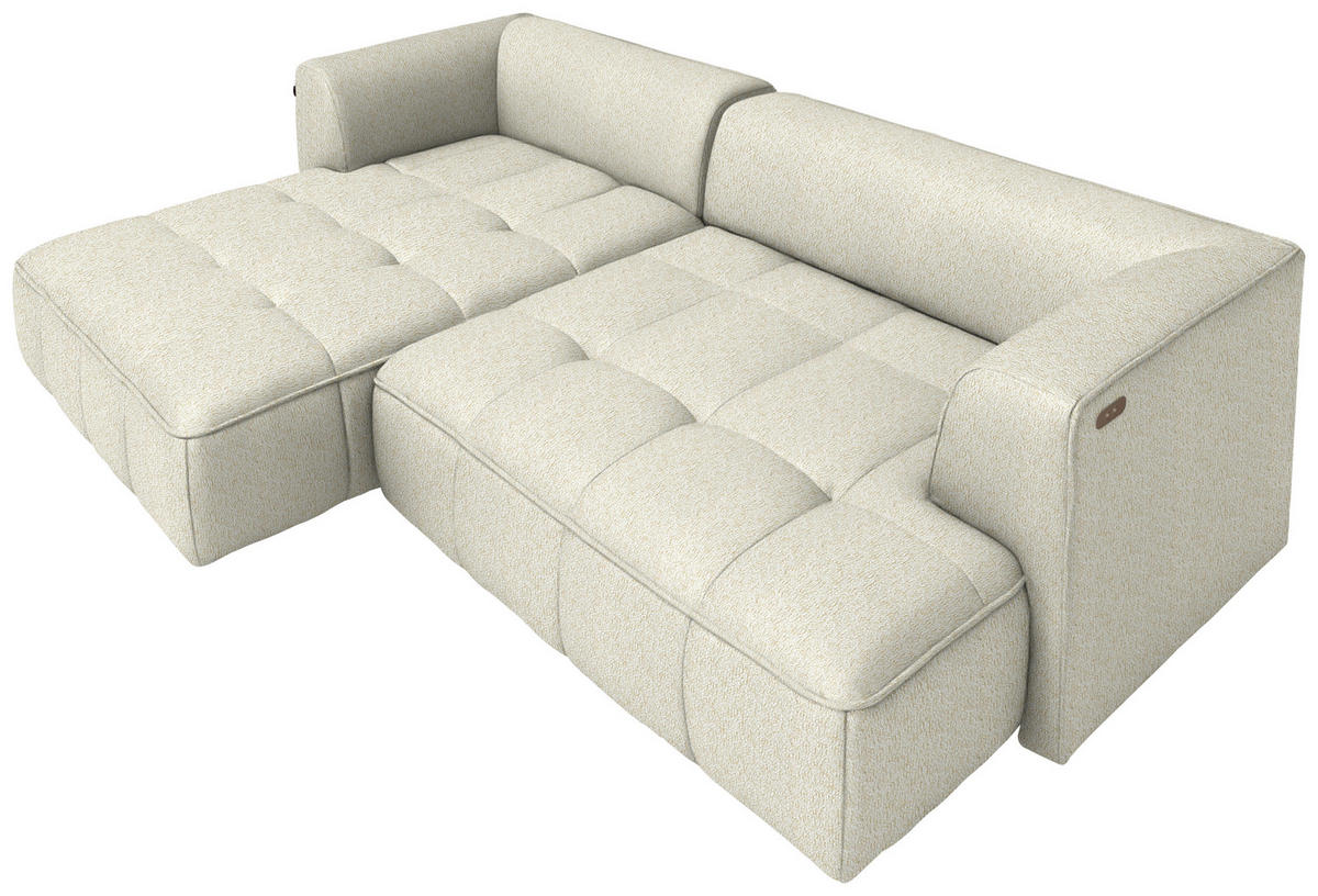ECKSOFA Webstoff Creme  - Creme/Schwarz, Design, Kunststoff/Textil (288/188cm) - Welnova