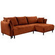ECKSOFA Rostfarben Chenille  - Rostfarben/Schwarz, KONVENTIONELL, Holz/Textil (290/160cm) - Carryhome
