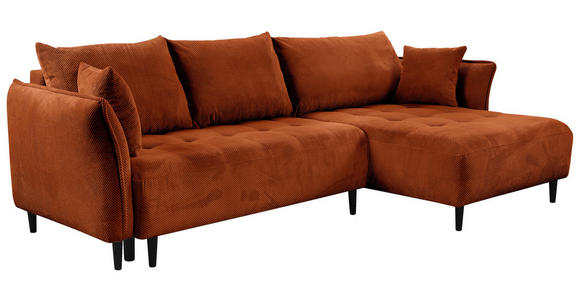ECKSOFA Rostfarben Chenille - Rostfarben/Schwarz, KONVENTIONELL, Holz/Textil (290/160cm) - Carryhome