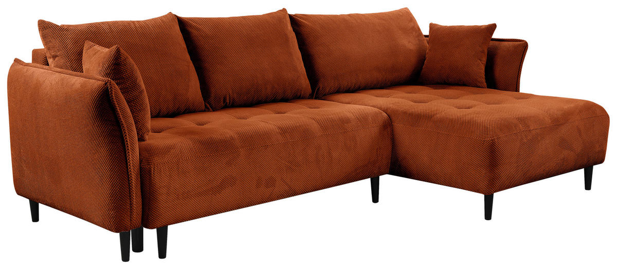 ECKSOFA in Chenille Rostfarben  - Rostfarben/Schwarz, Konventionell, Holz/Textil (290/160cm) - MID.YOU