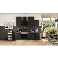 KÜCHENBLOCK 220 cm   in Schwarz, Eichefarben  - Eichefarben/Schwarz, Basics, Holzwerkstoff/Metall (220cm) - FlexWell
