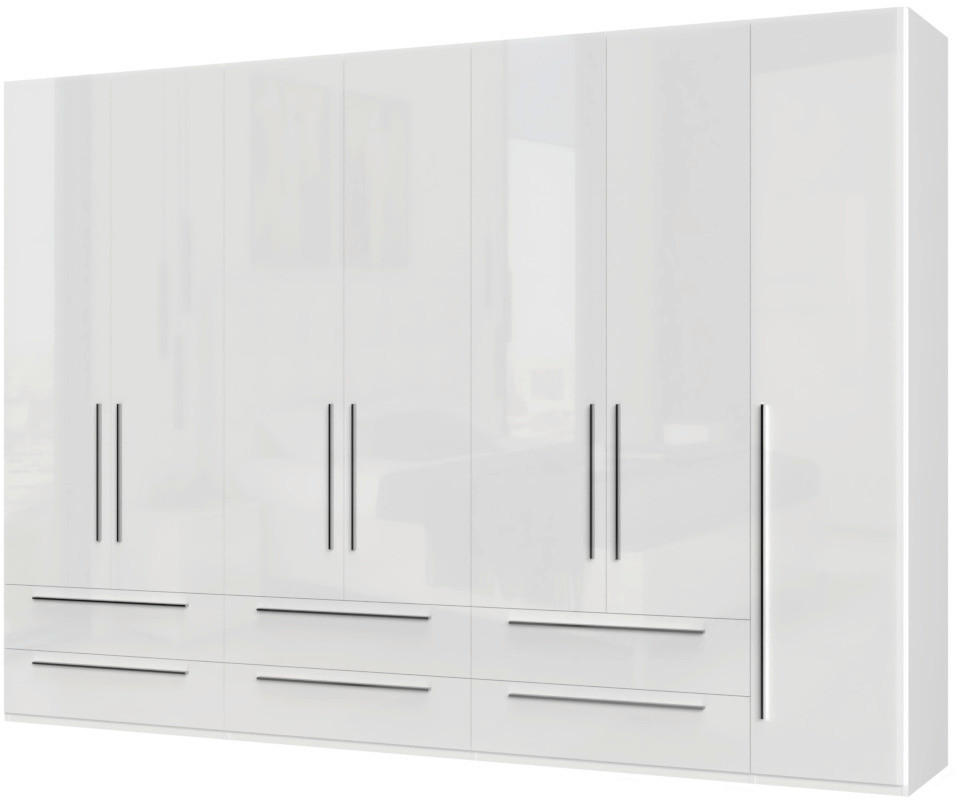 ORMAR SA KLASIČNIM VRATIMA bela, bela visoki sjaj  317/224/56 cm  - alabaster boja/bela visoki sjaj, Dizajnerski, pločasti materijal/plastika (317/224/56cm)