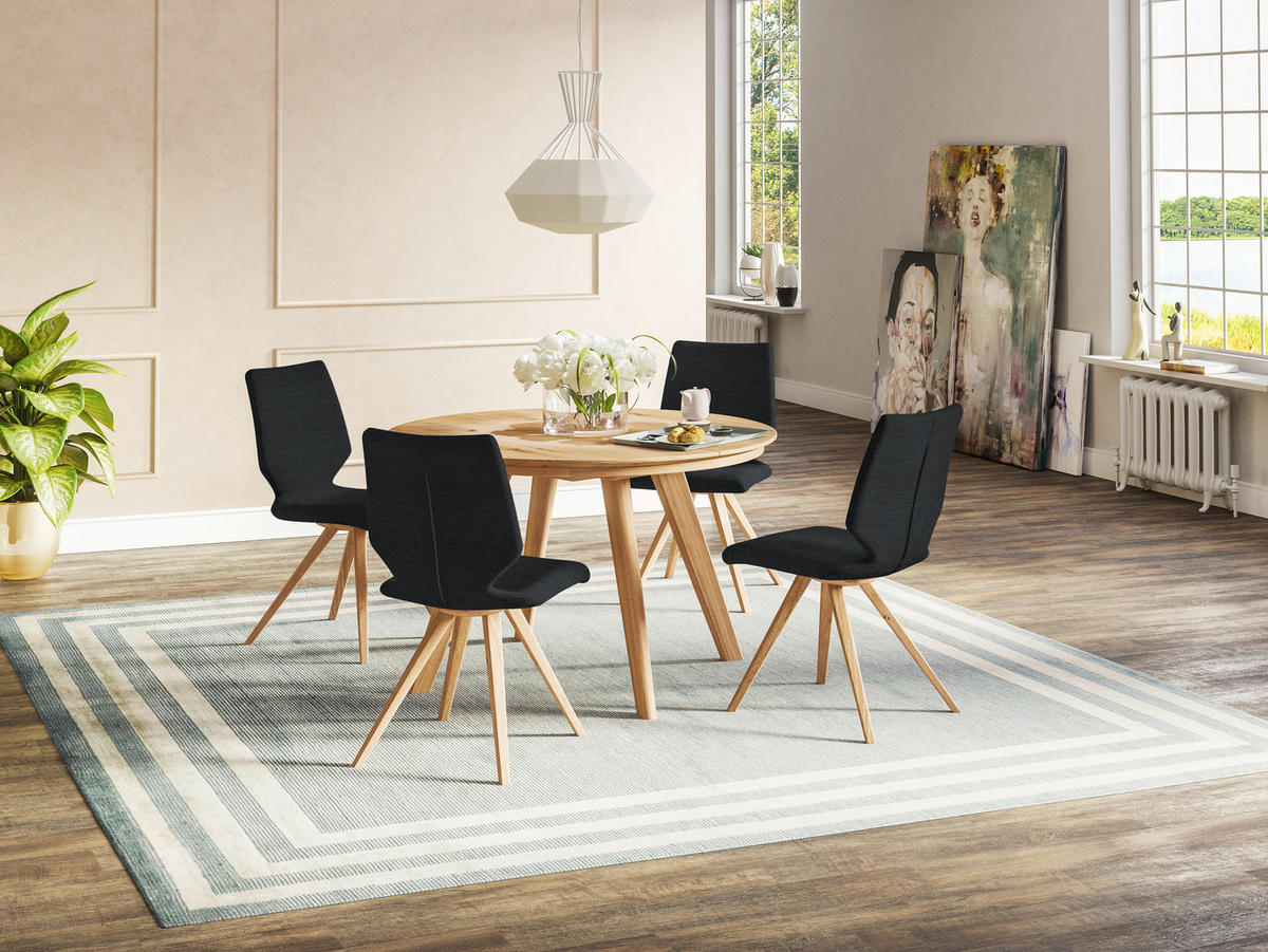 STUHL Struktur  - Eichefarben/Dunkelblau, Design, Holz/Textil (50/92/64cm) - Venjakob