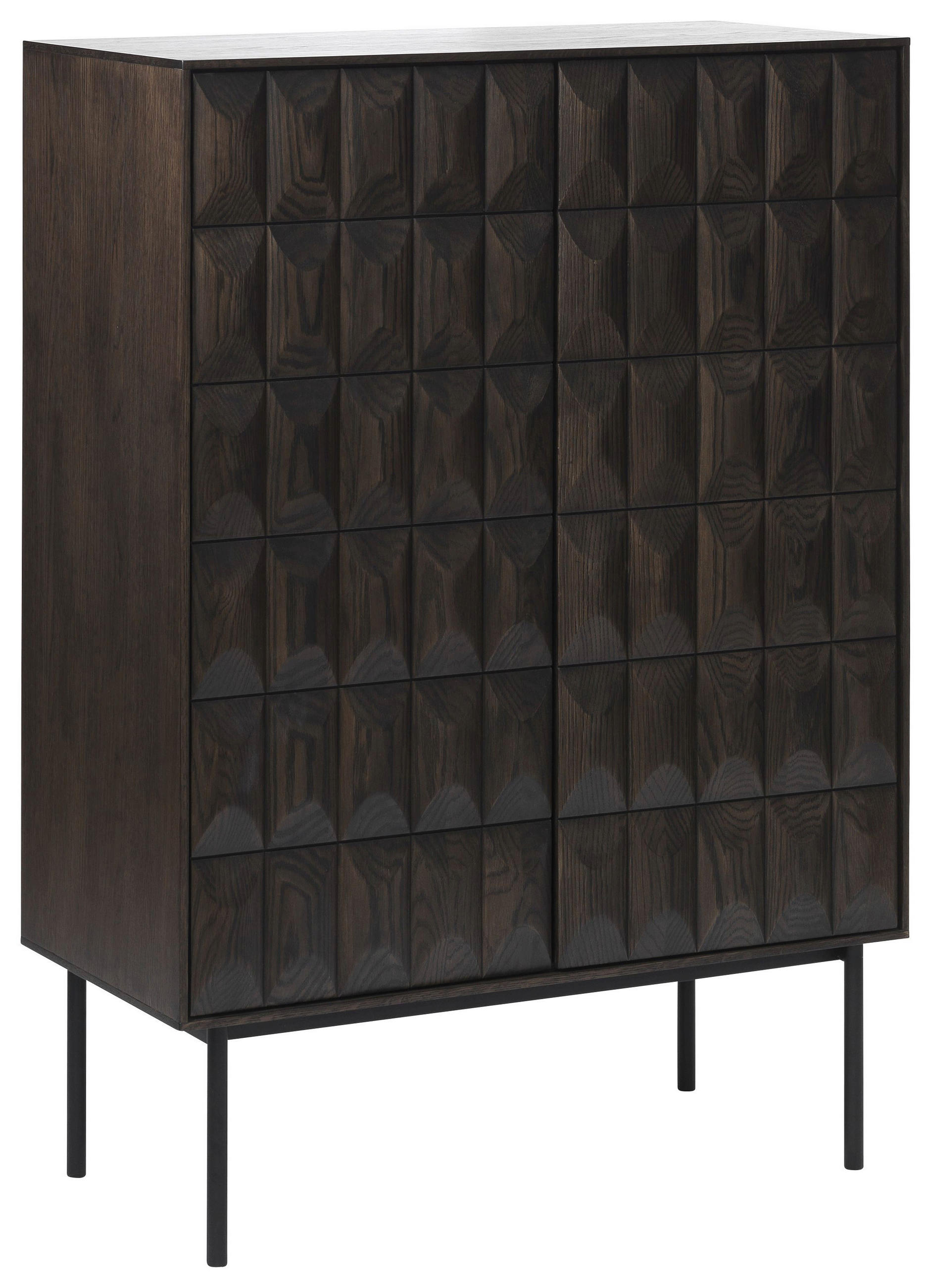 HIGHBOARD Dunkelbraun 90/129/45 cm - Dunkelbraun/Schwarz, Trend, Holzwerkstoff/Metall (90/129/45cm) - Novel