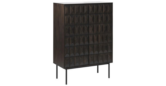 HIGHBOARD Dunkelbraun 90/129/45 cm - Dunkelbraun/Schwarz, Trend, Holzwerkstoff/Metall (90/129/45cm) - Novel