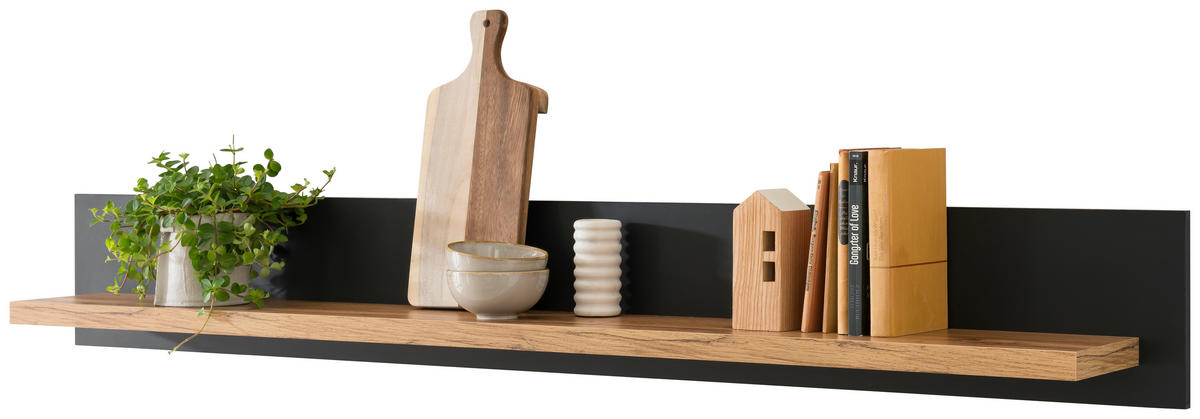 WANDBOARD Eiche Wotan, Anthrazit  - Anthrazit/Eiche Wotan, Design, Holzwerkstoff (150/20/20cm) - MID.YOU