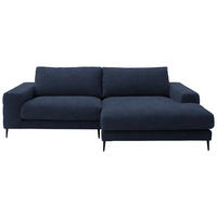 ECKSOFA in Flachgewebe Dunkelblau  253/177 cm  - Schwarz/Dunkelblau, Design, Textil/Metall (253/177cm) - Dieter Knoll
