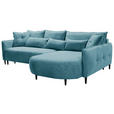 ECKSOFA Blau Chenille  - Blau/Schwarz, MODERN, Textil/Metall (285/200cm) - Carryhome