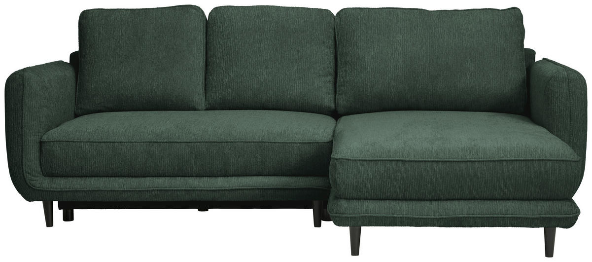 ECKSOFA in Struktur Dunkelgrün  - Dunkelgrün/Schwarz, KONVENTIONELL, Holz/Textil (247/170cm) - Carryhome