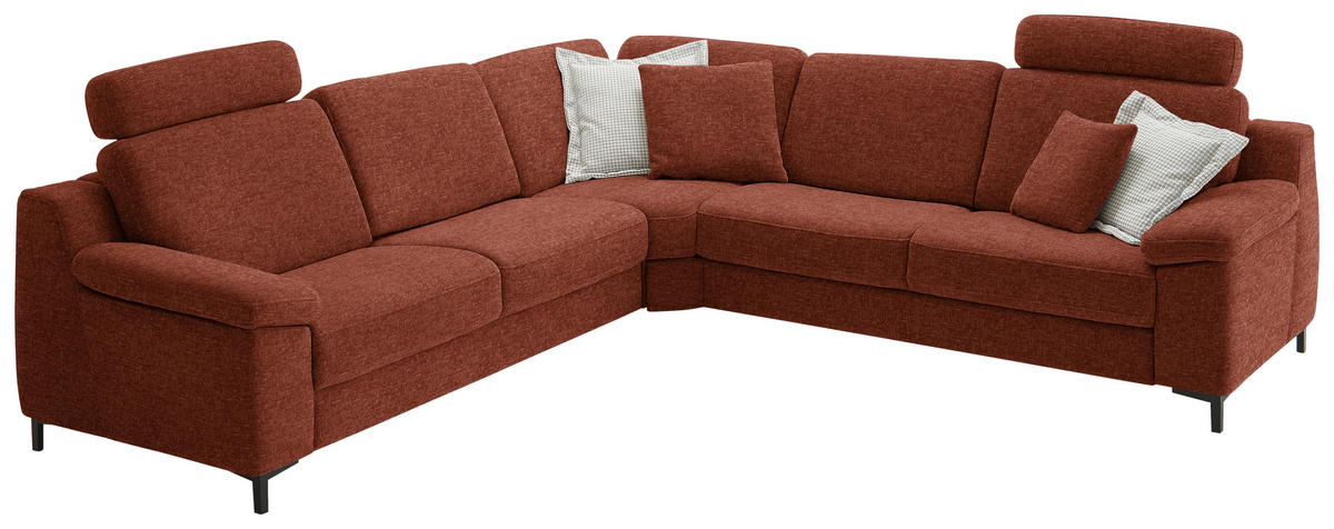 ECKSOFA in Chenille Kupferfarben  278/278 cm  - Schwarz/Kupferfarben, Design, Textil/Metall (278/278cm) - Valdera
