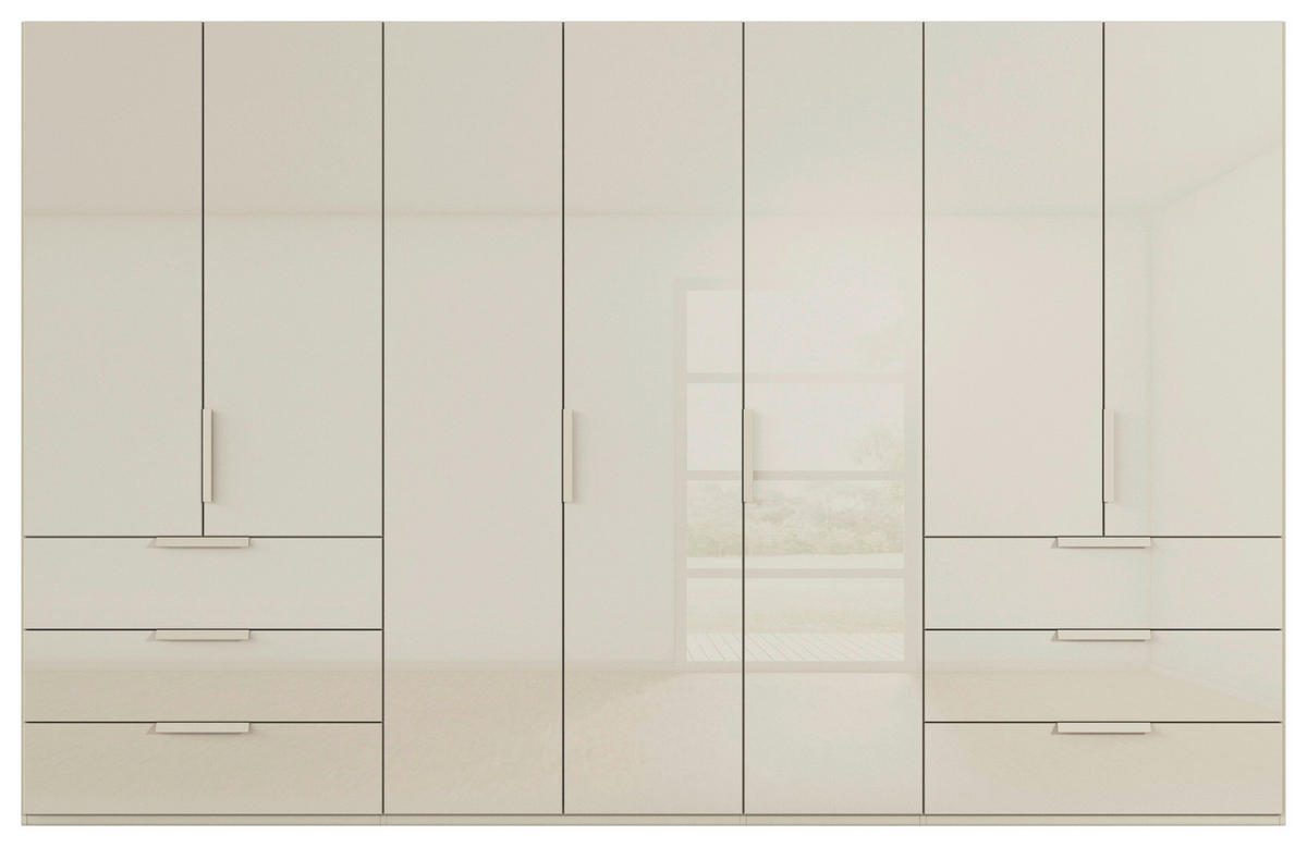 DREHTÜRENSCHRANK 350/235/61 cm,  in Champagner, 7-türig  - Champagner, Basics, Glas/Holzwerkstoff (350/235/61cm) - Novel