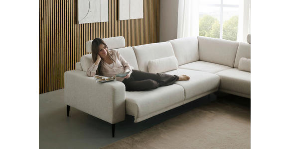 ECKSOFA Dieter Knoll Beige Chenille  - Beige/Schwarz, Design, Textil/Metall (303/254cm) - Dieter Knoll