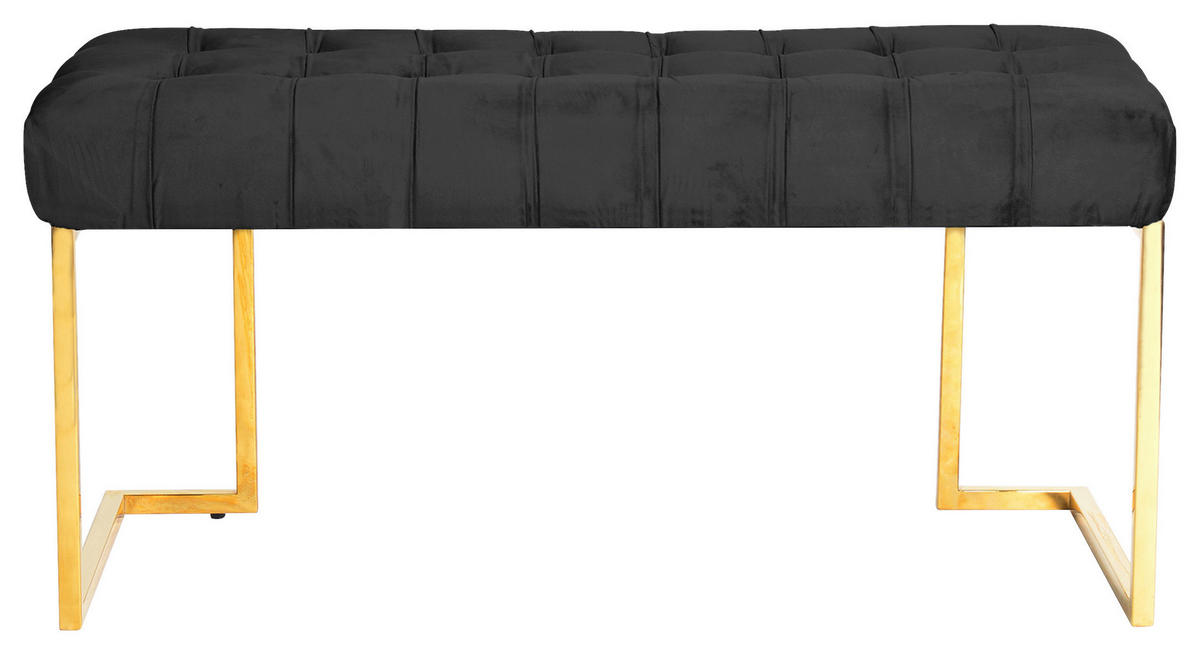 HOCKERBANK in Kunststoff, Metall Schwarz, Goldfarben  - Goldfarben/Schwarz, Design, Kunststoff/Metall (47/48/100cm) - Kayoom