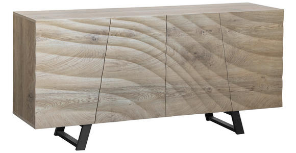 SIDEBOARD 160/75/42 cm  in Eichefarben  - Eichefarben/Schwarz, LIFESTYLE, Holzwerkstoff/Metall (160/75/42cm) - Carryhome