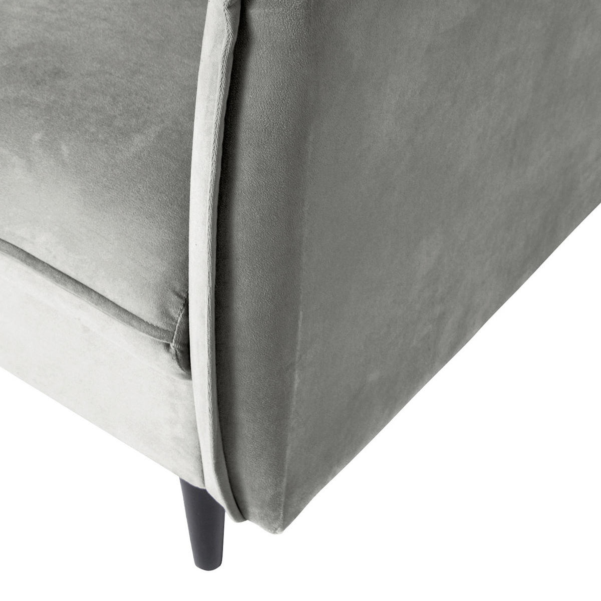 3-SITZER-SOFA JULI in Samt Dunkelgrau  - Dunkelgrau/Schwarz, Design, Holz/Textil (203/86/100cm) - P & B
