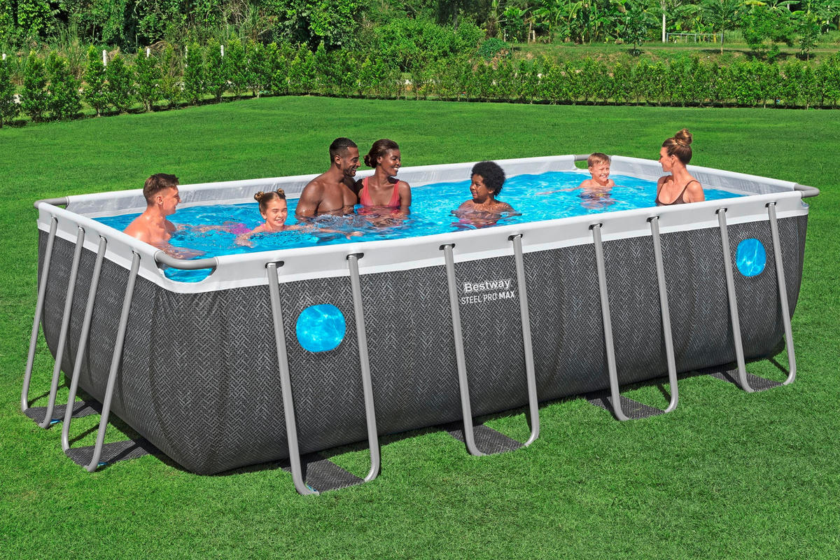 POOL SET 56384  - Blau/Hellblau, KONVENTIONELL, Kunststoff/Metall (488/244/122cm) - Bestway