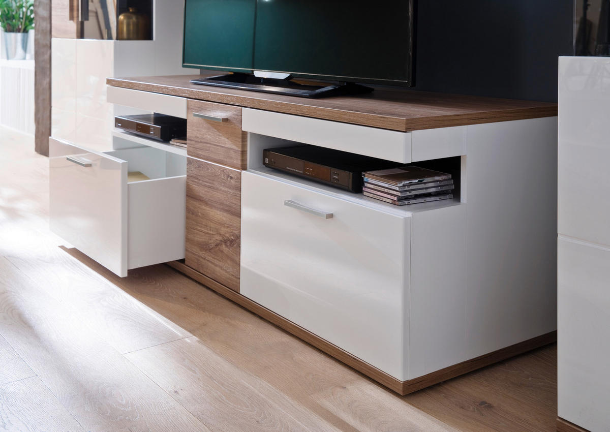 TV-ELEMENT - Eichefarben/Weiß, Design, Holzwerkstoff/Metall (150/55/50cm) - Livetastic