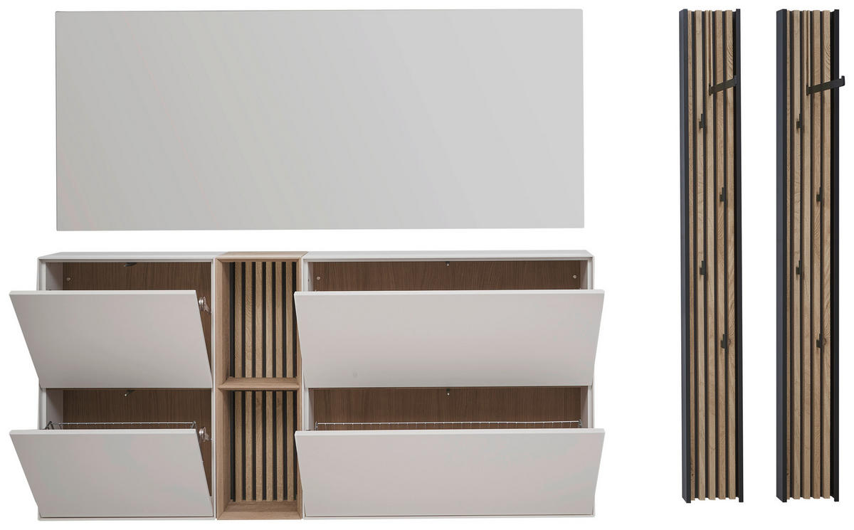 GARDEROBE 256/174/20 cm  - Weiss/Eichefarben, Design, Glas/Holz (256/174/20cm) - Johann Jakob