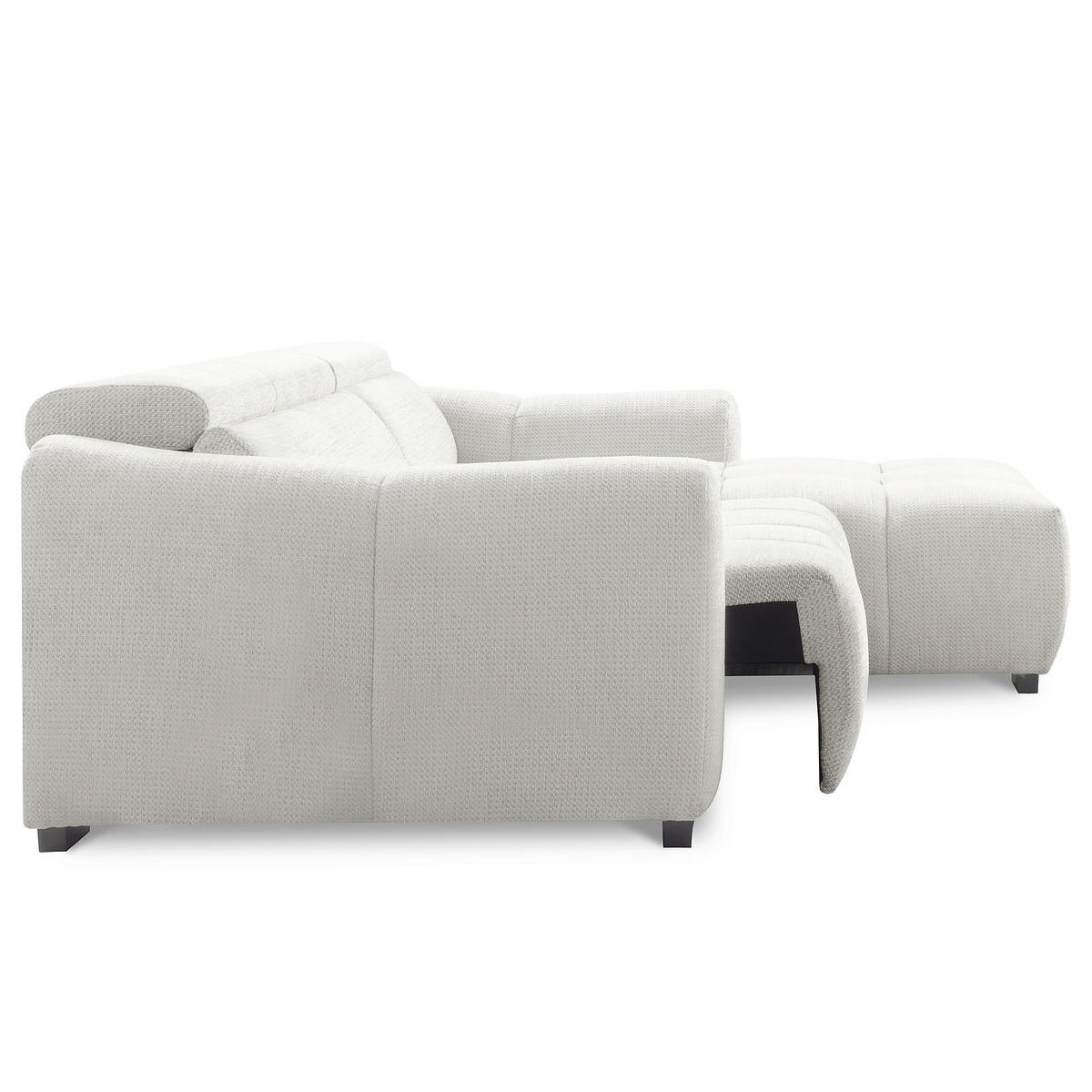ECKSOFA AVEIRO Silberfarben Webstoff Bettkasten, Kopfteilverstellung, Sitzvorzug  - Silberfarben/Schwarz, Design, Kunststoff/Textil (274/177cm) - Livetastic
