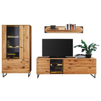 WOHNWAND  in Wildeiche, Anthrazit  319/186/50 cm  - Wildeiche/Anthrazit, Design, Glas/Holz (319/186/50cm) - MID.YOU