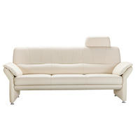 3-SITZER-SOFA Echtleder Beige  - Chromfarben/Beige, Design, Leder/Metall (202/227/90/89cm) - Horst AG