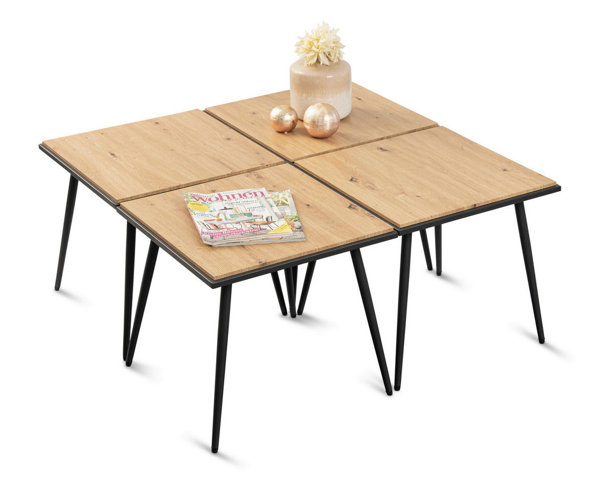 COUCHTISCH 50/50/45 cm quadratisch Eiche Artisan  - Anthrazit/Eiche Artisan, Design, Holzwerkstoff/Metall (50/50/45cm) - Xora