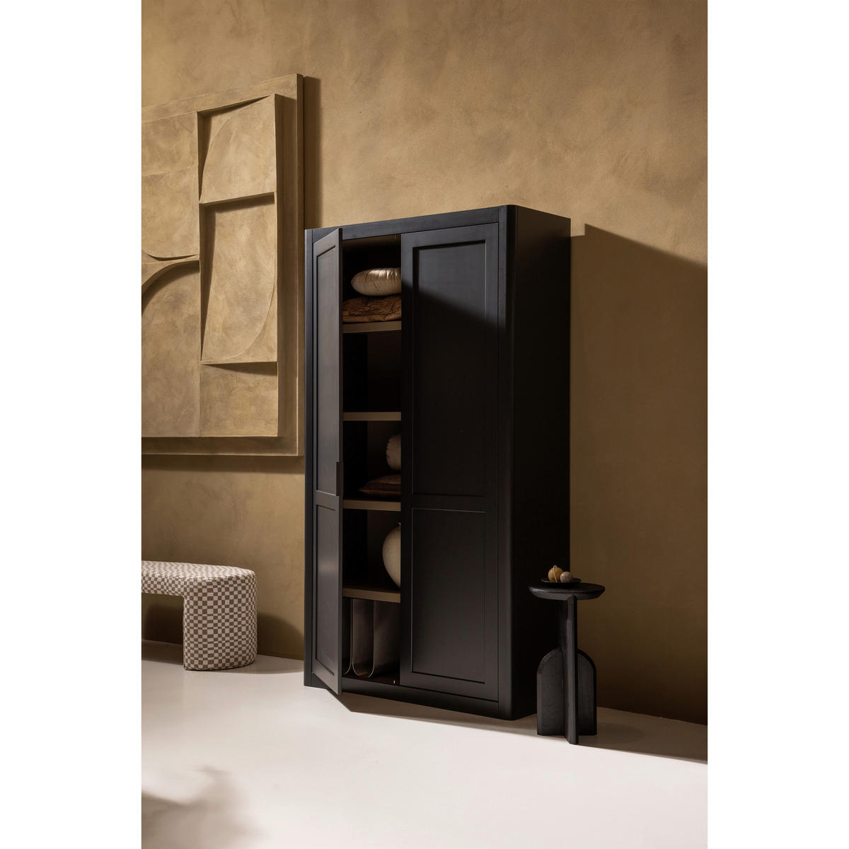 MEHRZWECKSCHRANK 120/217/48 cm  in Schwarz  - Schwarz, Design, Holz (120/217/48cm) - Livetastic